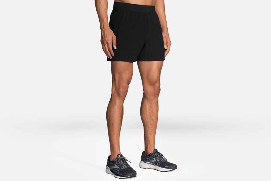 Mens Brooks Sherpa 5" Bottoms Black | 762803-UYQ